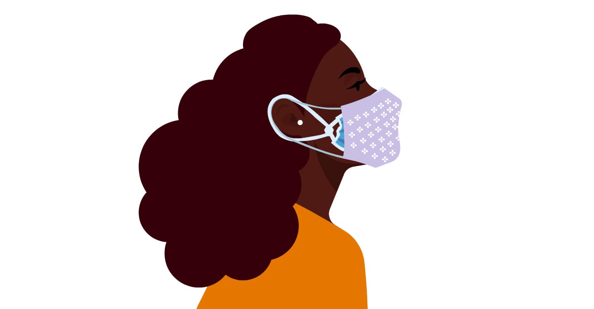 Double masking with knot and tuck method. Double masking with knot and tuck method.